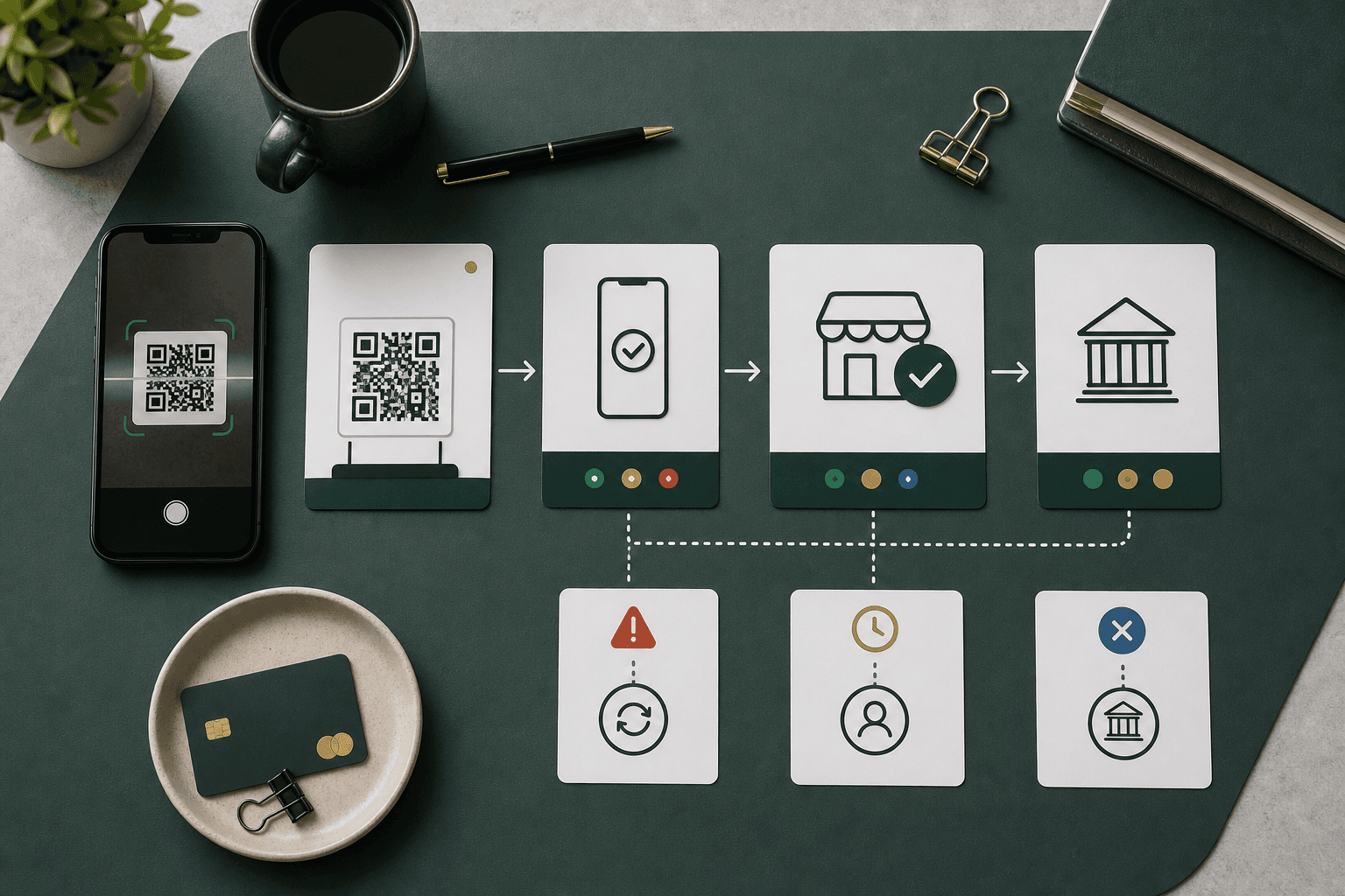 توضيح لمسار الدفع عبر رمز QR وخطواته